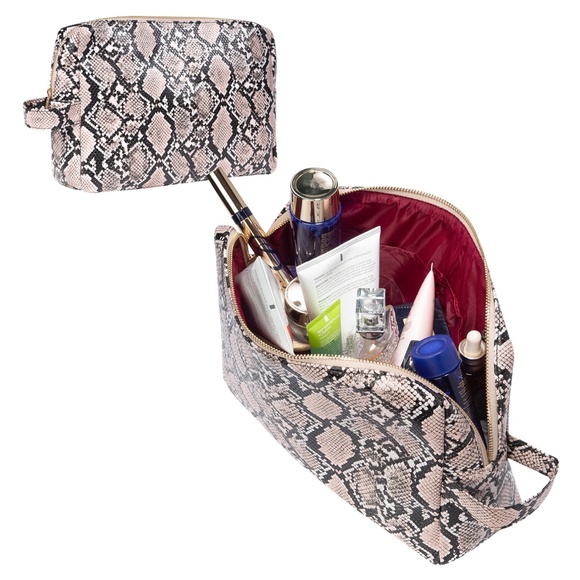 Snakeskin Large Makeup Bag for Travel - Picture 1 of 4